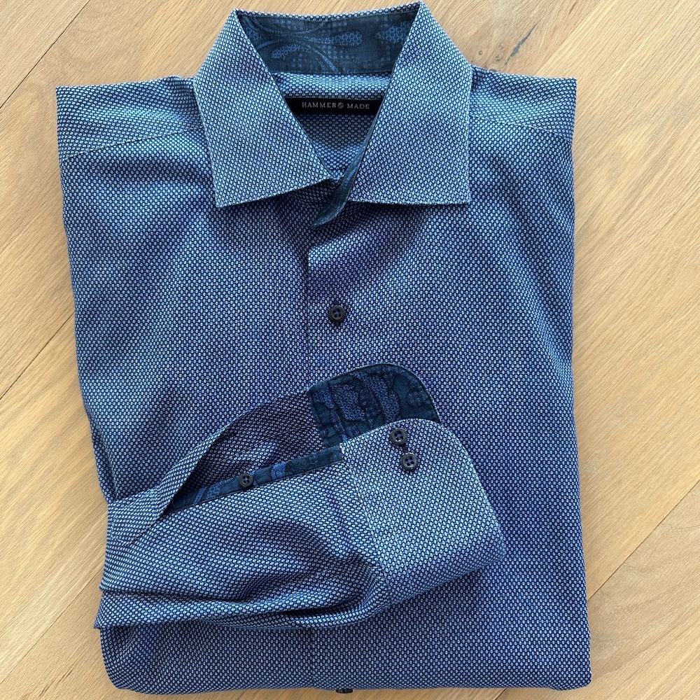 Men's Hammer Made Dress Shirt 41/16 Blue